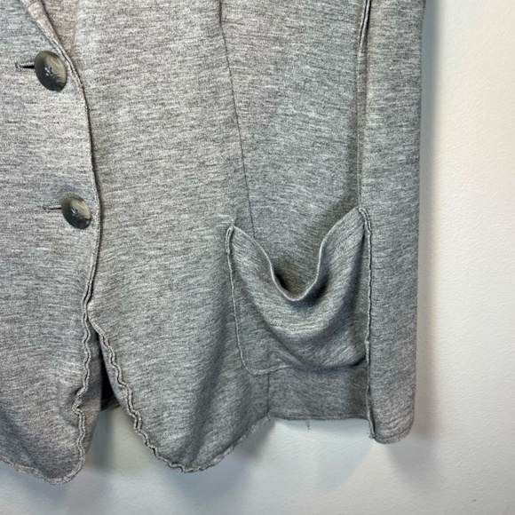 J. Jill Women's Wool Blend Knit Blazer Gray Raw Edge Seam Pockets Capsule  Large - Picture 7 of 14